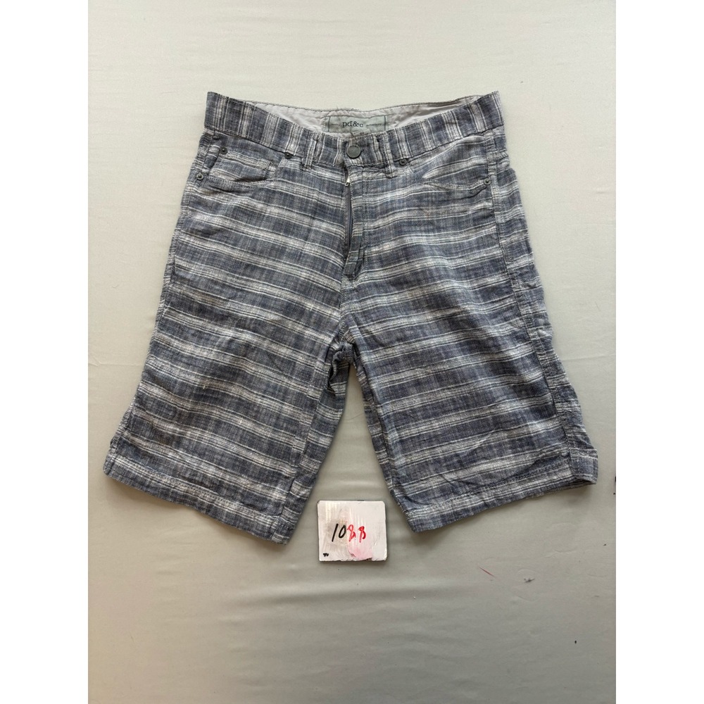 PD&C Mens Blue White Striped Cotton Shorts Size 30 Style PS9BF Casual Summer